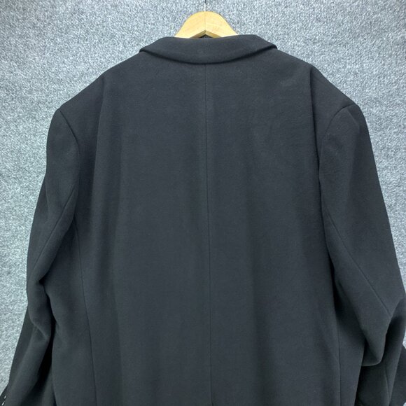 Calvin Klein Overcoat Mens 58R Black Wool Cashmere Blend Classic 3 Button - Picture 8 of 16